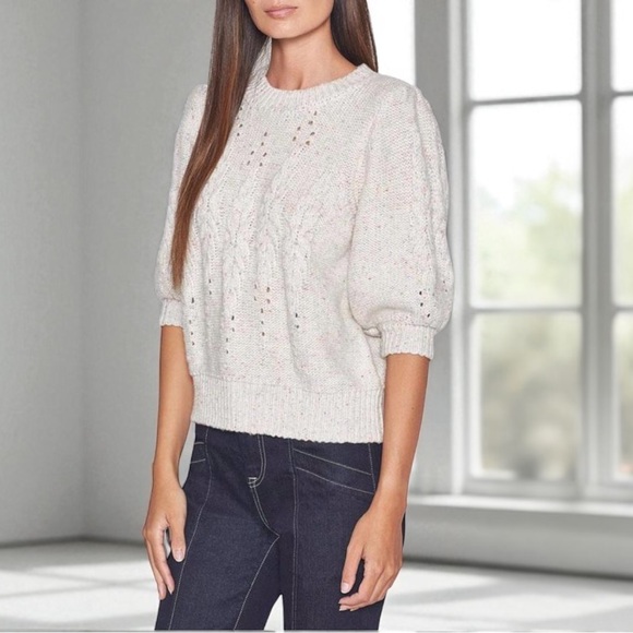 JOIE CROPPED Joza short puff sleeve sweater size XS